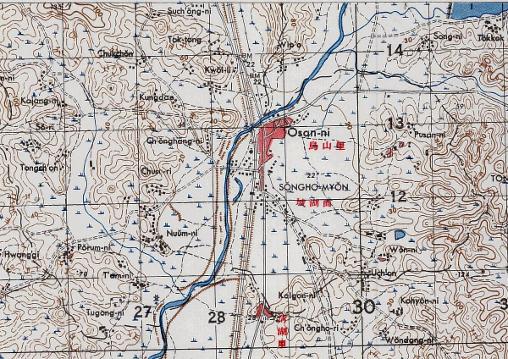PART OF THE AMS TOPOGRAPHICAL MAP OF THE OSAN AREA