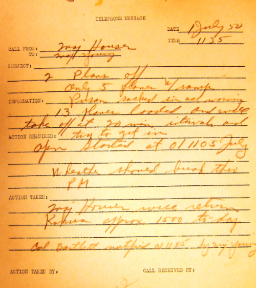 Memo of phone call, 11:35 AM July 1, 1950